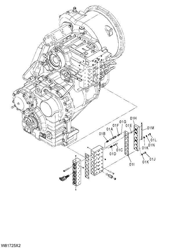 Схема запчастей Hitachi ZW310A - 031 VALVE ASSY(2)(1-2). 05 POWER TRAIN