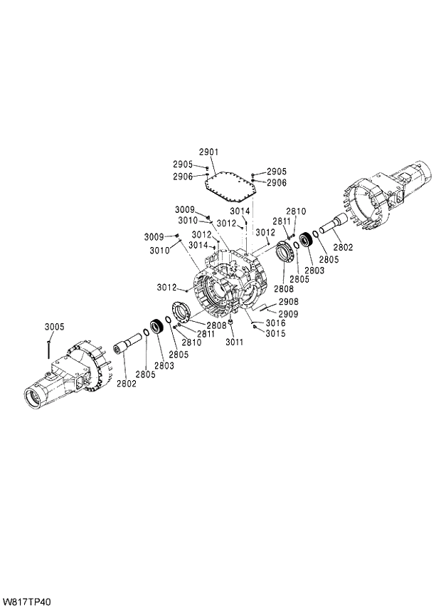 Схема запчастей Hitachi ZW310 - 033 AXLE ASSY(F)(2-4)(TPD). 05 POWER TRAIN