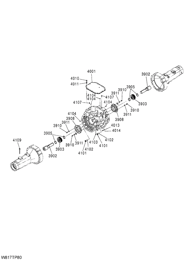 Схема запчастей Hitachi ZW310 - 037 AXLE ASSY(R)(2-4)(TPD). 05 POWER TRAIN