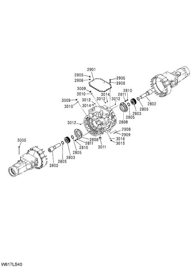 Схема запчастей Hitachi ZW310A - 041 AXLE ASSY(F)(2-4)(LSD). 05 POWER TRAIN