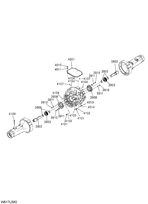 Схема запчастей Hitachi ZW310A - 045 AXLE ASSY(R)(2-4)(LSD). 05 POWER TRAIN