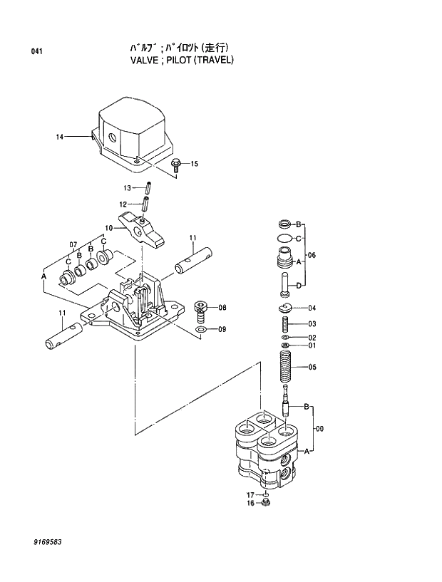 Схема запчастей Hitachi EX370-5 - 041 PILOT VALVE (TRAVEL) 03 VALVE