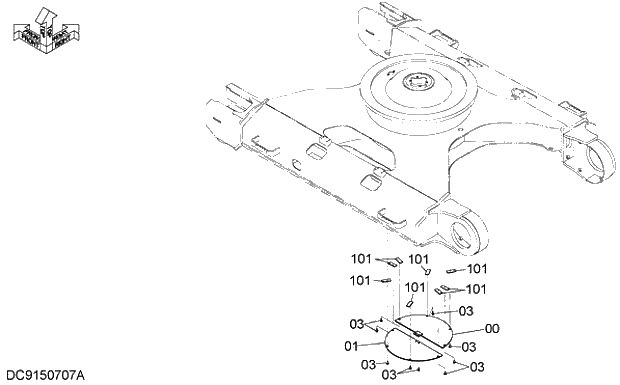 Схема запчастей Hitachi ZX350LCK-3G - 006 TRACK UNDER COVER 02 UNDERCARRIAGE