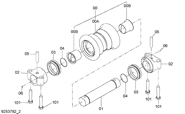 Схема запчастей Hitachi ZX350LCH-3G - 014_1 LOWER ROLLER LC. 02 UNDERCARRIAGE