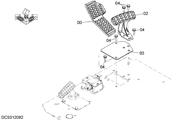 Схема запчастей Hitachi ZX210H-5G - 005 PEDAL (R) 09 FLOOR PARTS