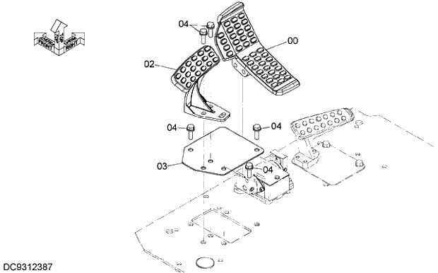 Схема запчастей Hitachi ZX200-5G - 006 PEDAL (L) 09 FLOOR PARTS