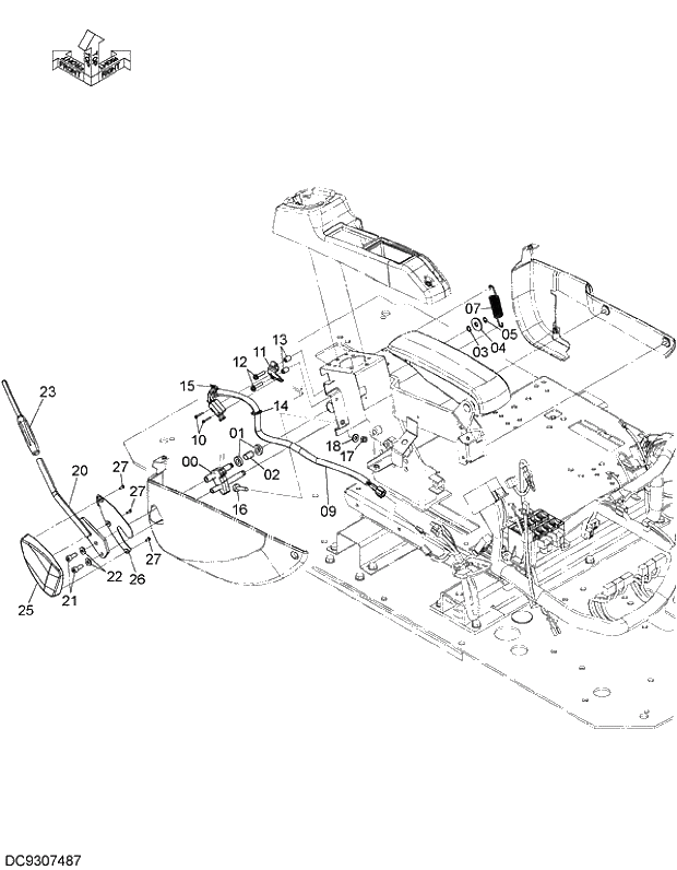 Схема запчастей Hitachi ZX200LC-5G - 007 LOCK LEVER 09 FLOOR PARTS