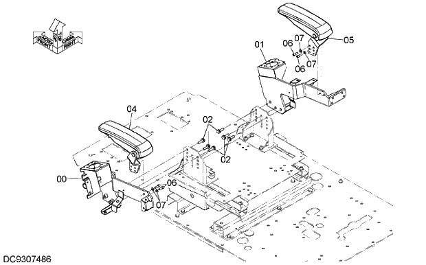 Схема запчастей Hitachi ZX210K-5G - 008 CONSOLE 09 FLOOR PARTS