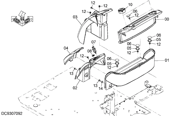 Схема запчастей Hitachi ZX210LCK-5G - 012 REAR BOX 09 FLOOR PARTS