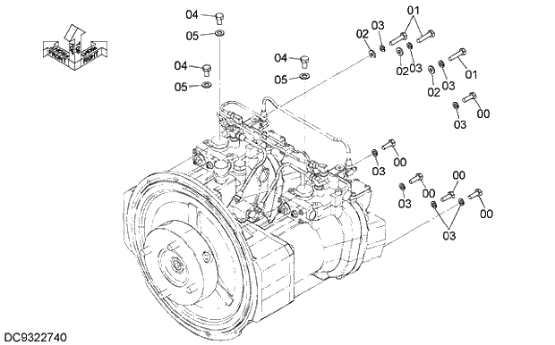 Схема запчастей Hitachi ZX330-5G - 002 PUMP DEVICE SUPPORT 03 HYDRAULIC SYSTEM