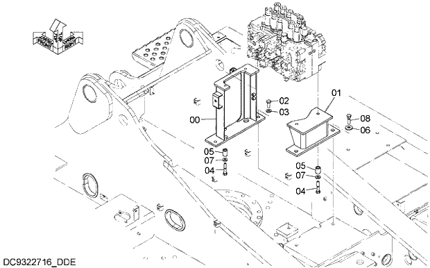 Схема запчастей Hitachi ZX330-5G - 004 CONTROL VALVE SUPPORT 03 HYDRAULIC SYSTEM