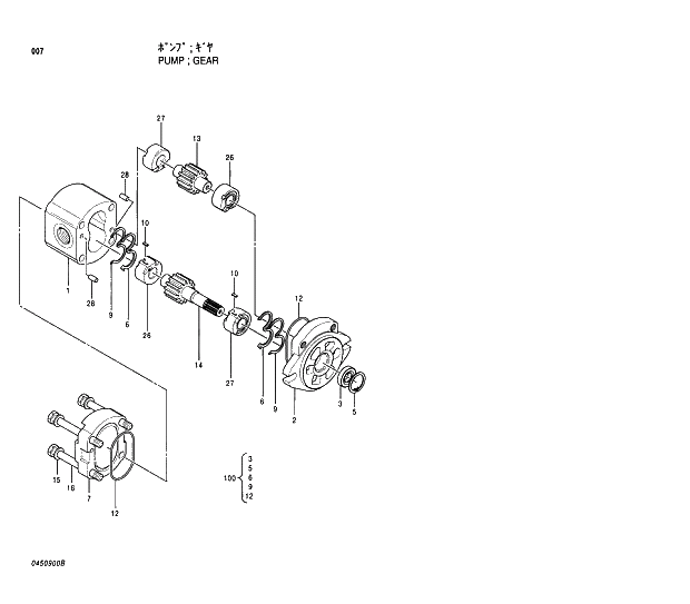 Схема запчастей Hitachi EX210LCH-5 - 007 GEAR PUMP 01 PUMP