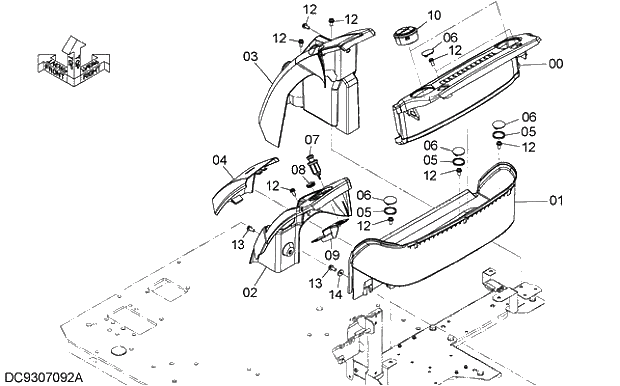 Схема запчастей Hitachi ZX250LCH-5G - 014 REAR BOX 09 FLOOR PARTS