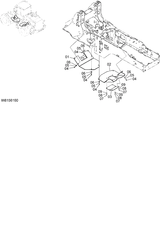 Схема запчастей Hitachi ZW180 - 033 BELLY GUARD (HLF,HPF) (BGK) (000101-004999, 008101-). 03 CHASSIS