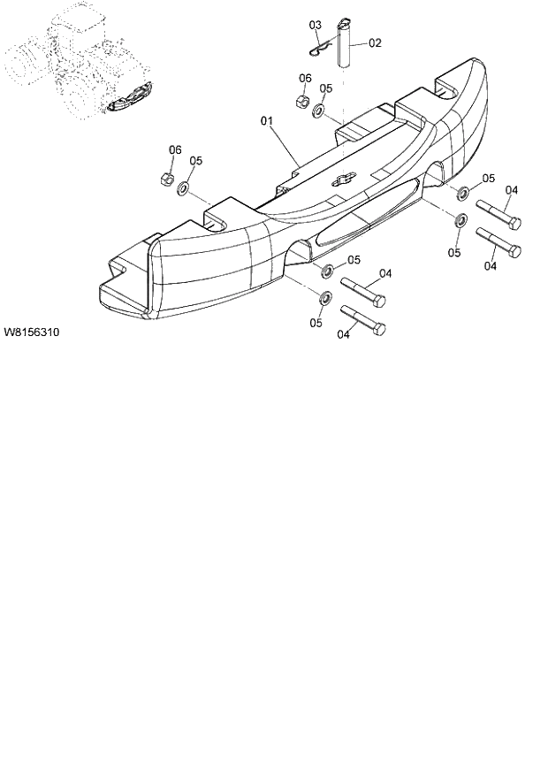 Схема запчастей Hitachi ZW180 - 034 COUNTER WEIGHT 1.3t (6CF,H3F,HCF,HEF) (000101-004999, 005101-). 03 CHASSIS