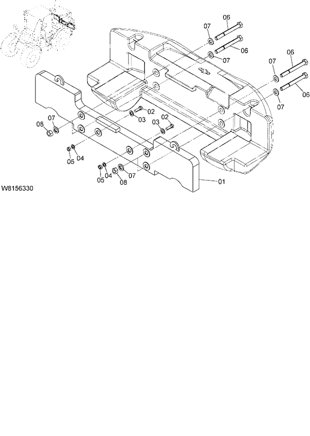 Схема запчастей Hitachi ZW180 - 037 ADD. COUNTER WEIGHT 300kg9(6CF,H3F,HCF,HEF) (CW031) (000101-004999, 005101-). 03 CHASSIS