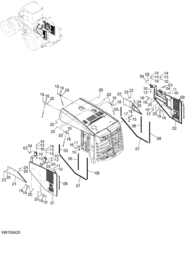 Схема запчастей Hitachi ZW180 - 040 COVER (2) (000101-004999, 005101-). 03 CHASSIS