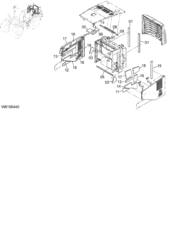 Схема запчастей Hitachi ZW180 - 043 COVER (4) (000101-004999, 005101-). 03 CHASSIS