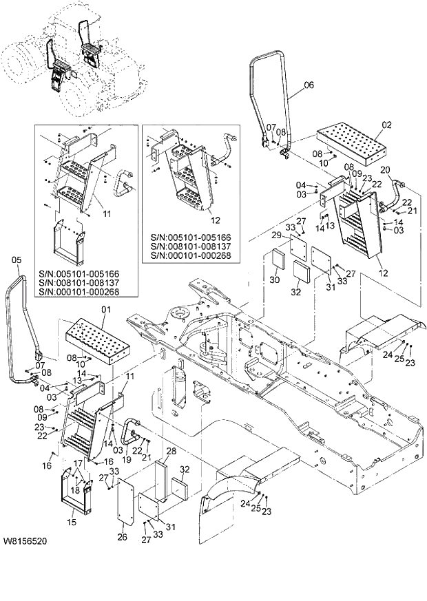 Схема запчастей Hitachi ZW180 - 049 FLOOR BOARD (2) (000101-000423, 005101-005273, 008101-008247). 03 CHASSIS