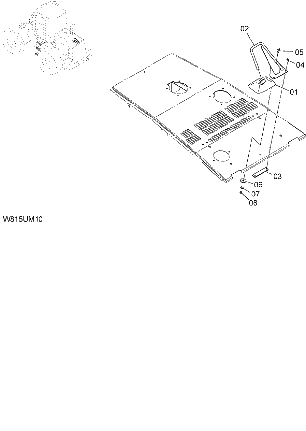 Схема запчастей Hitachi ZW180 - 058 UNDER MIRROR (H3F,HPF) (UMR002) (000424-004999). 03 CHASSIS