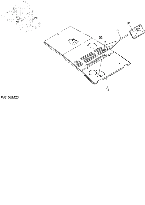 Схема запчастей Hitachi ZW180 - 059 UNDER MIRROR (HEF,HLF) (UMR003) (008251-). 03 CHASSIS