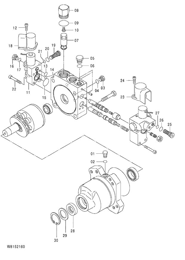 Схема запчастей Hitachi ZW180 - 246 MOTOR FAN (000101-004999, 005101-). 02 MOTOR