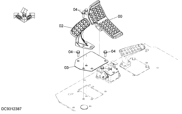 Схема запчастей Hitachi ZX280LC-5G - 008 PEDAL (L) 09 FLOOR PARTS