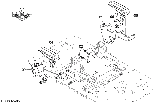 Схема запчастей Hitachi ZX280-5G - 010 CONSOLE 09 FLOOR PARTS