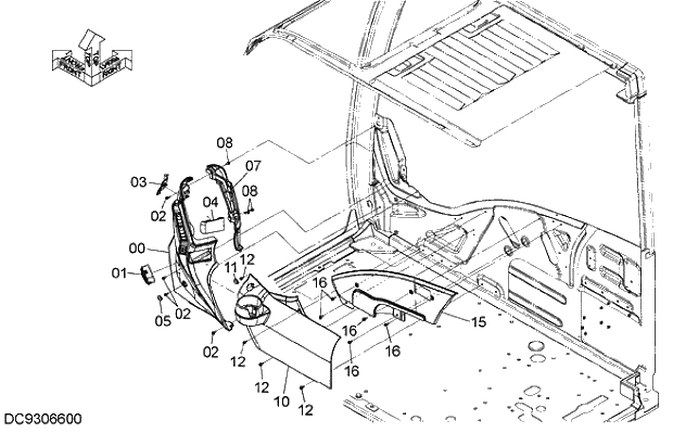 Схема запчастей Hitachi ZX280LC-5G - 012 RIGHT COVER 09 FLOOR PARTS