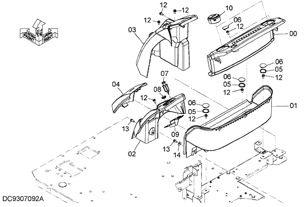 Схема запчастей Hitachi ZX280-5G - 014 REAR BOX 09 FLOOR PARTS