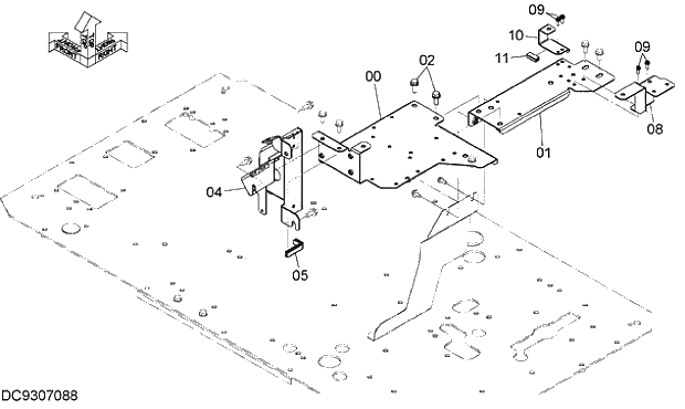 Схема запчастей Hitachi ZX280-5G - 018 FLOOR PARTS (1) 09 FLOOR PARTS