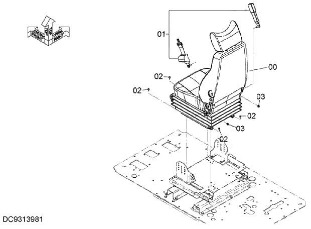 Схема запчастей Hitachi ZX280LC-5G - 022 SUSPENSION SEAT PARTS 09 FLOOR PARTS