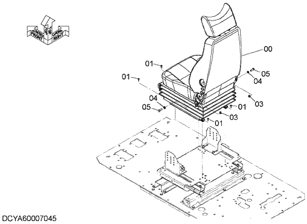 Схема запчастей Hitachi ZX280LC-5G - 027 SUSPENSION SEAT PARTS (WITHOUT SEAT BELT) 09 FLOOR PARTS