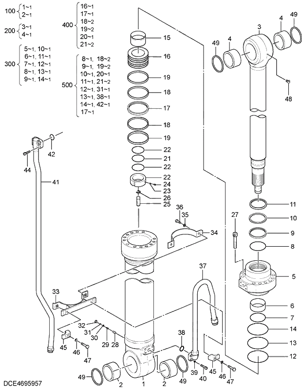 Схема запчастей Hitachi ZX330-5G - 005 CYL.; ARM. 05 CYLINDER