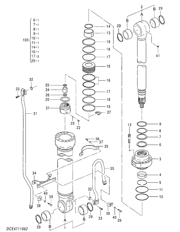 Схема запчастей Hitachi ZX350LCH-5G - 006 CYL.; ARM. 05 CYLINDER