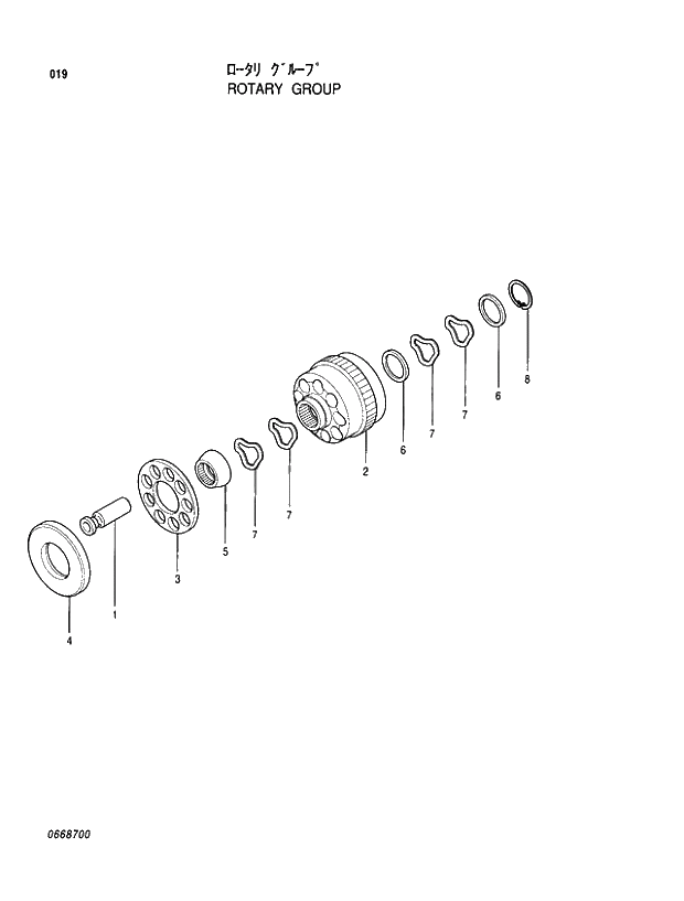 Схема запчастей Hitachi EX100M-5 - 019 ROTARY GROUP MOTOR