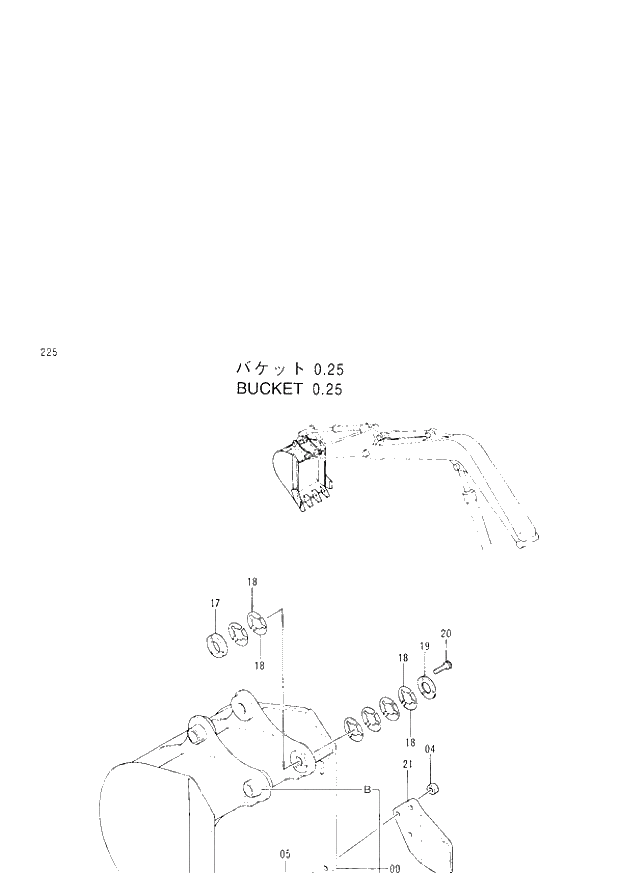 Схема запчастей Hitachi EX60LC-3 - 225 BUCKET (0.25) (040001 -). 03 FRONT