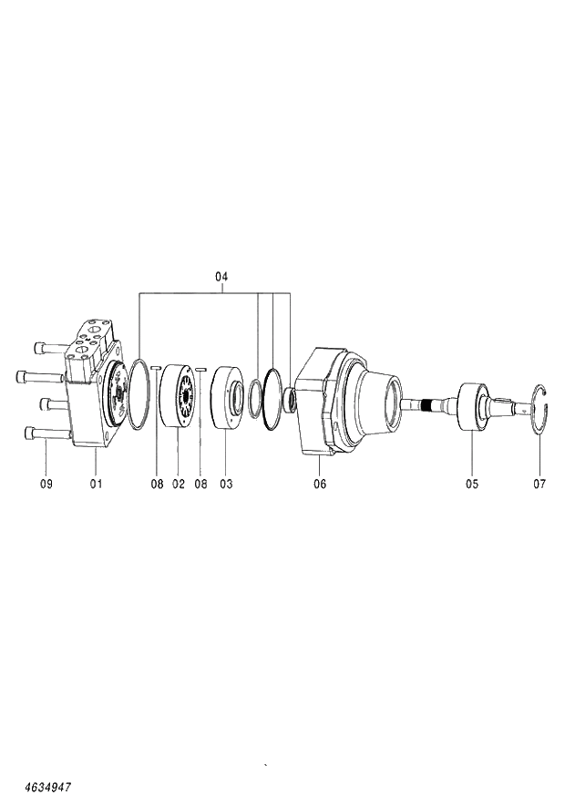 Схема запчастей Hitachi ZX870LCH-3 - 016 MOTOR OIL (FAN DRIVE) (020001-). 02 MOTOR