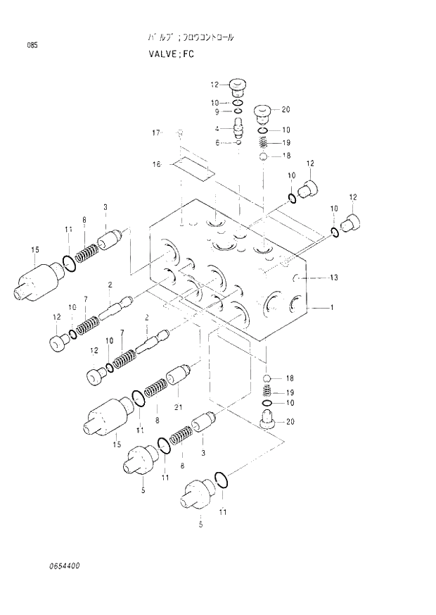 Схема запчастей Hitachi EX220lc-2 - 085 FC VALVE (008001 -). 03 VALVE