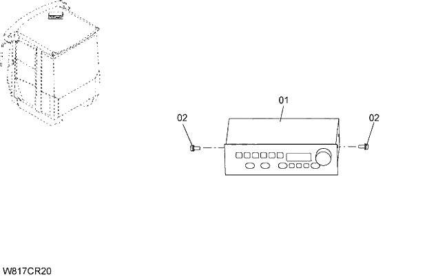 Схема запчастей Hitachi ZW310 - 017 RADIO (6AJ,H3J,HEJ)(CRD002). 04 CAB