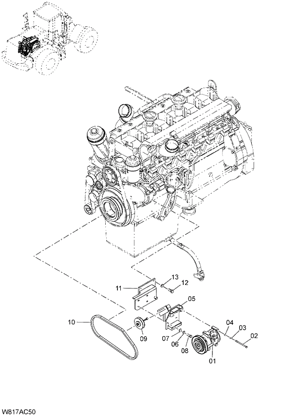 Схема запчастей Hitachi ZW310 - 035 AIR CONDITIONER PARTS(2)(AC400). 04 CAB