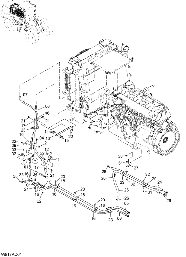 Схема запчастей Hitachi ZW310A - 037 AIR CONDITIONER PIPING(AC400). 04 CAB