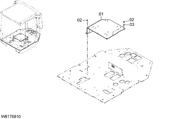 Схема запчастей Hitachi ZW310 - 038 SEAT BASE. 04 CAB