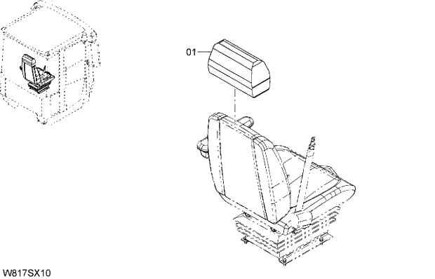 Схема запчастей Hitachi ZW310 - 040 HEAD REST(KAB)(SET011). 04 CAB