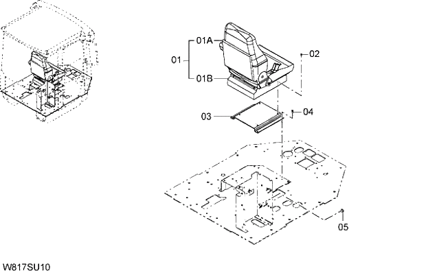 Схема запчастей Hitachi ZW310 - 041 SUSPENSION SEAT(GRAMMER)(SET003). 04 CAB