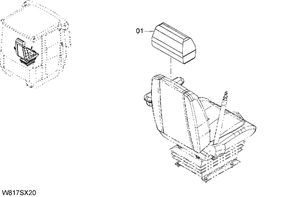 Схема запчастей Hitachi ZW310 - 042 HEAD REST(NO LOGO)(GRAMMER)(SET012). 04 CAB