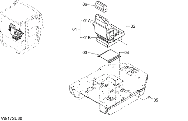 Схема запчастей Hitachi ZW310 - 044 SUSPENSION SEAT WITH HEAD REST(NO LOGO)(GRAMMER)(SET005). 04 CAB