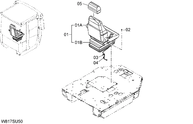 Схема запчастей Hitachi ZW310 - 045 AIR-SUSPENSION SEAT WITH HEAD REST(NO LOGO)(GRAMMER)(SET007). 04 CAB