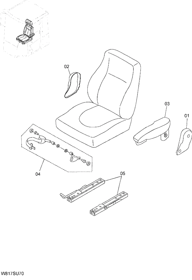 Схема запчастей Hitachi ZW310 - 047 SEAT (GRAMMER). 04 CAB