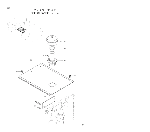 Схема запчастей Hitachi EX370-5 - 027 PRE CLEANER SELECT 01 UPPERSTRUCTURE